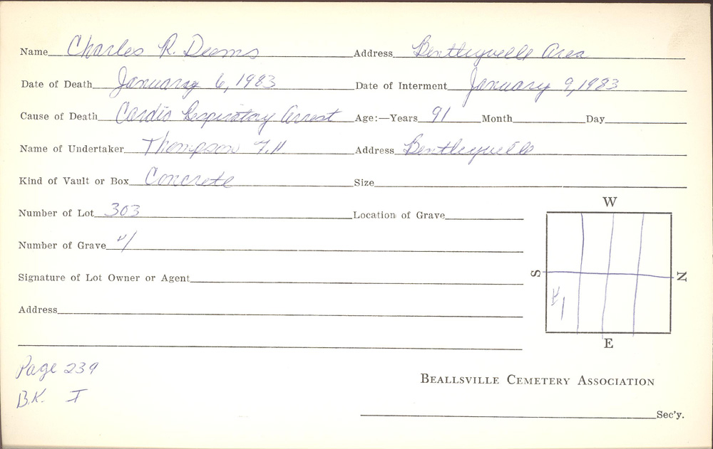 burial card